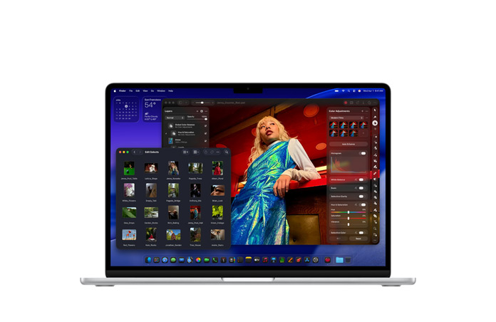 Pixelmator-scherm ter demonstratie van de opslag en het geheugen van MacBook Air