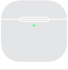 رسم توضيحي لعلبة شحن سماعات AirPods 5 يظهر عرض الجهة الأمامية مقاس 50.1 مم.