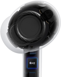 AirPods Pro 3, genomskinlig, intern arkitektur
